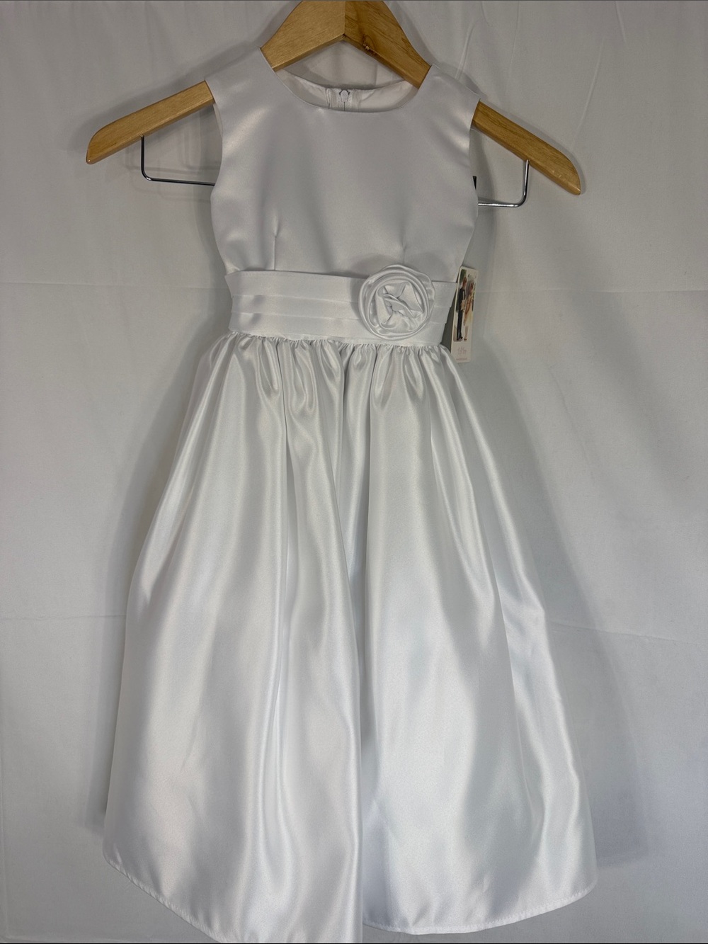 Tip Top Girls White Satin Flower Waist Party Dress